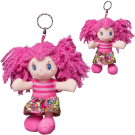 Кукла ABtoys Мягкое сердце, с розовыми волосами в розовом платье, на брелке, мягконабивная, 15 см