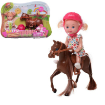 Игровой набор Кукла Defa Sairy Малышка-наездница, коричневая лошадка, шлем, высота куклы 11 см