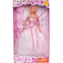 Кукла Defa Lucy в бледно-розовом длинном вечернем платье с расческой, 29 см