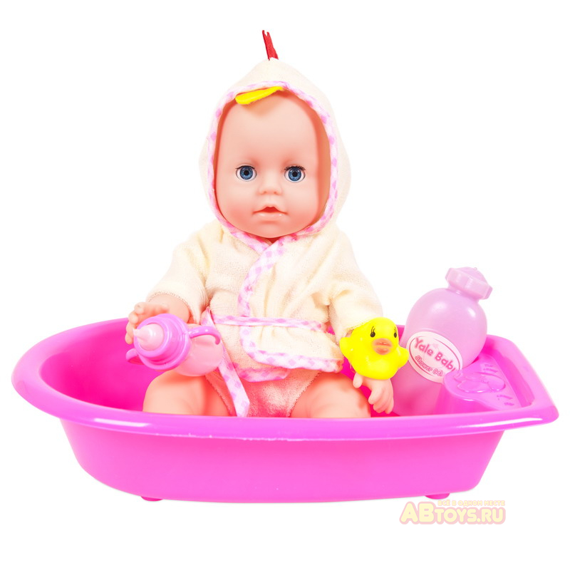 Кукла ABtoys Baby boutique Пупс 25 см, ПВХ, пьет и писает, в ассортименте 3 вида (розовая и голубая)