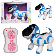 Интерактивная игрушка Junfa Умный питомец Робо-собака бело-голубая обучающая на радиоуправлении