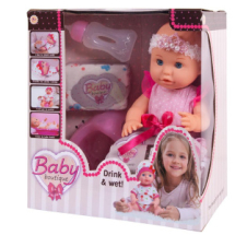 Кукла ABtoys Baby boutique Пупс в розовом платье 30см, пьет и писает