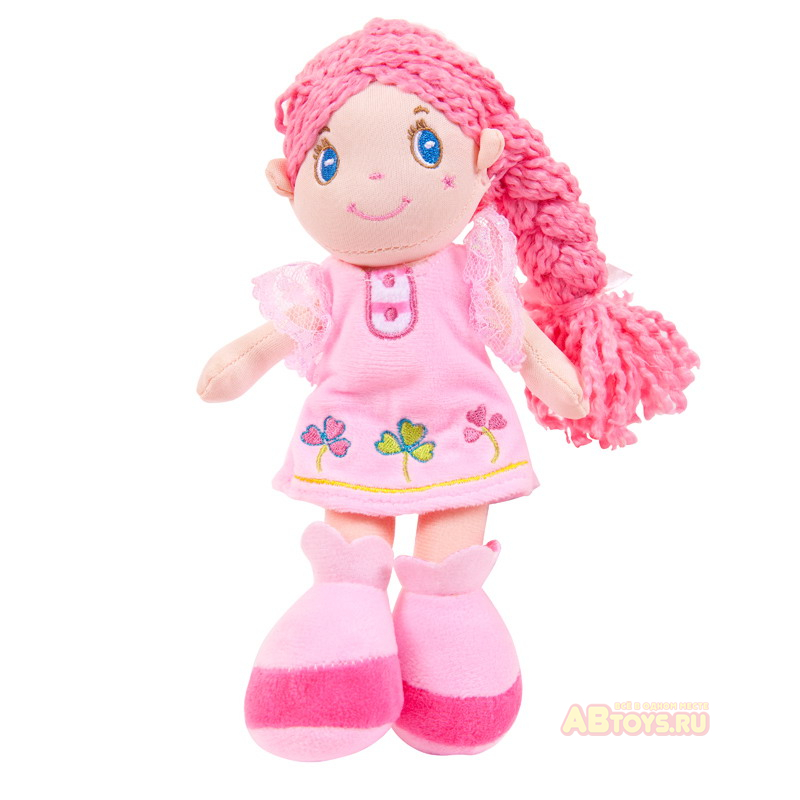 Кукла ABtoys Мягкое сердце, с розовой косой в розовом платье, мягконабивная, 20 см