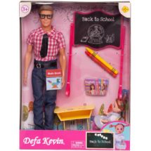 Игровой набор Кукла Defa Kevin Учитель (в рубашке в бело-розовую клетку) и ученица на уроке, игровые предметы, 30 см
