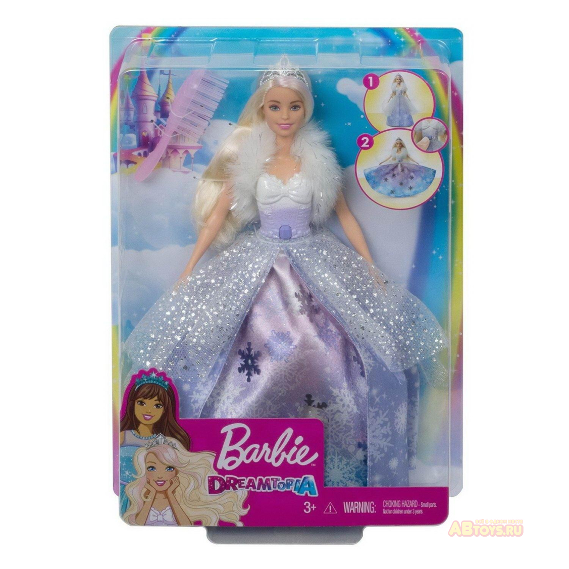 Кукла Mattel Barbie Снежная принцесса с раскрывающимся платьем