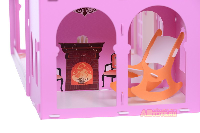 Домик для кукол "Замок Джульетты" бело-розовый ( с мебелью)