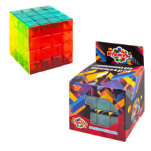 Головоломка Junfa Кубикубс Куб 4х4 прозрачный, в коробке, размер кубика 6,2х6,2х6,2 см.