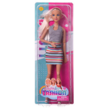 Кукла Defa Lucy "Модная девушка", в серой кофте и радужной полосатой юбке, 28см