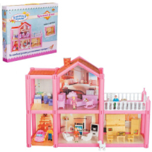 Игровой набор ABtoys В гостях у куклы Кукольный дом с мебелью и человечками 113 деталей