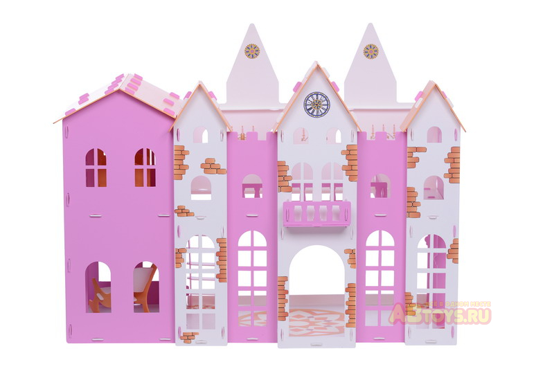 Домик для кукол "Замок Джульетты" бело-розовый ( с мебелью)